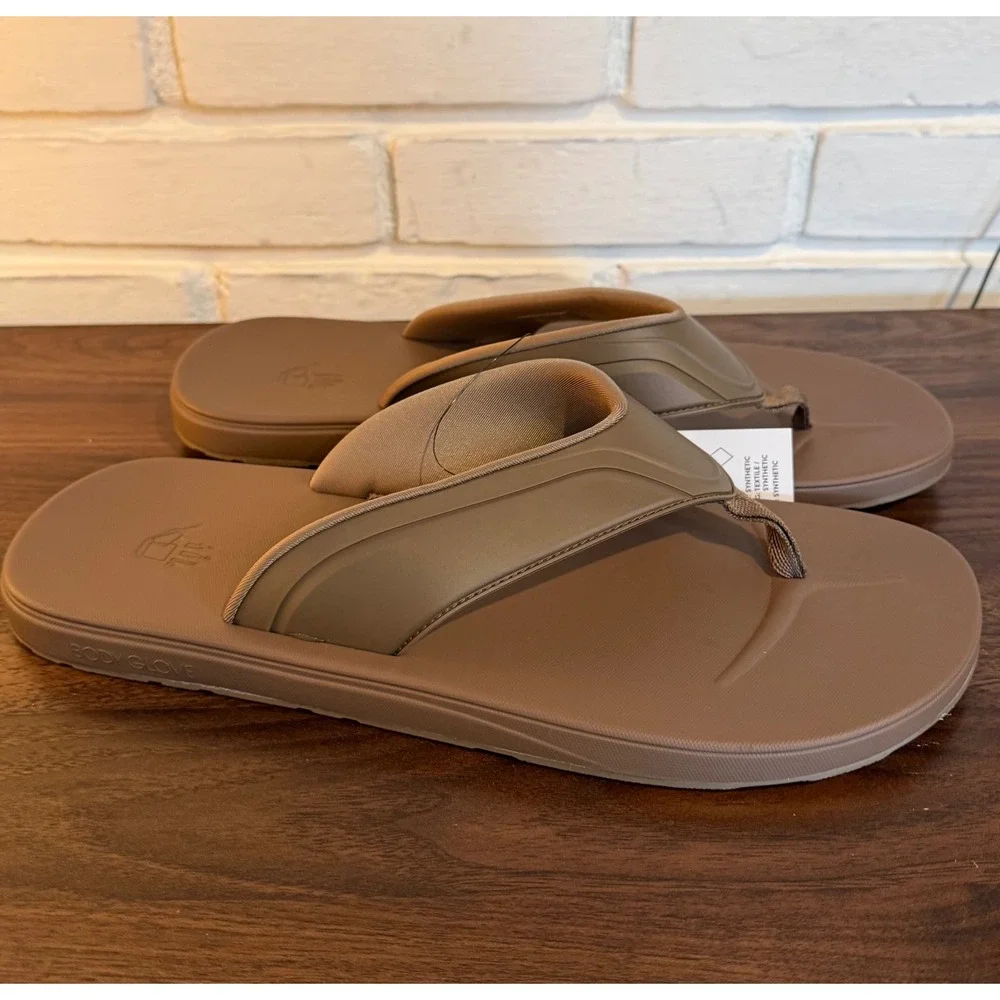 Body Glove Mens Comfort Flip Flops Brown Tan Padded Sandals Size 12 Gorpcore